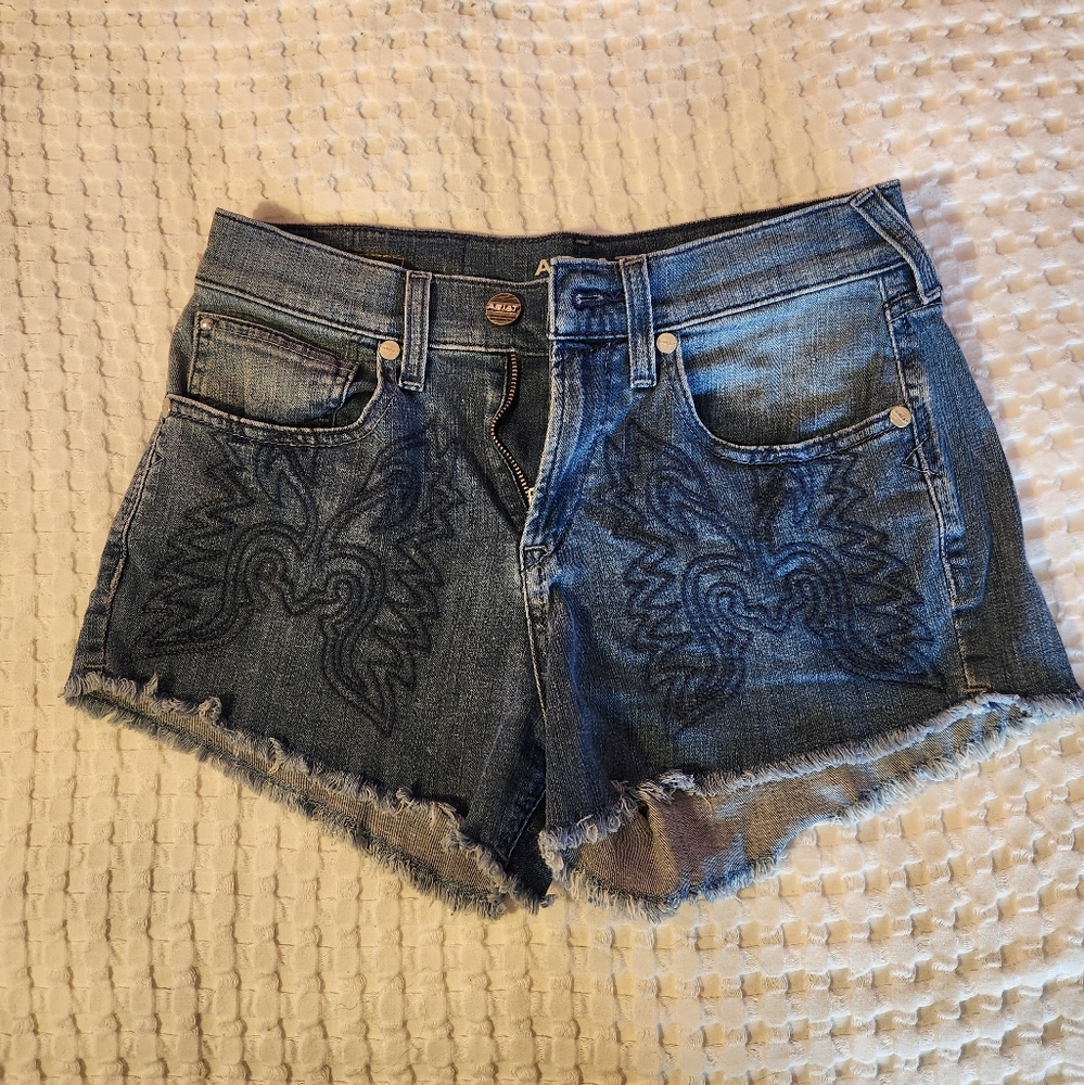 Ariat Blue Jean Shorts with Embroidered Design